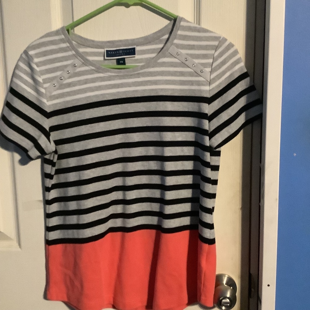 Women’s Karen Scott Sport Striped Top Size PM